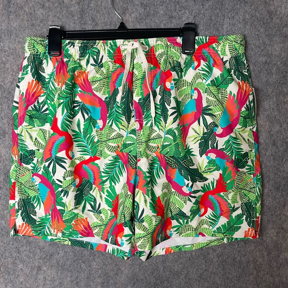 Tropical Parrot Print Men’s Swim Shorts